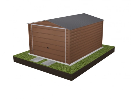 Garaż blaszany PREMIUM 3,5m x 4,5m - struktura drewna ORZECH